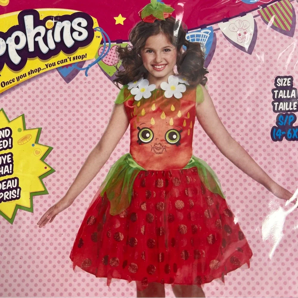 Shopkins Strawberry Kiss costume Dress NEW S 4-6X Halloween dress up